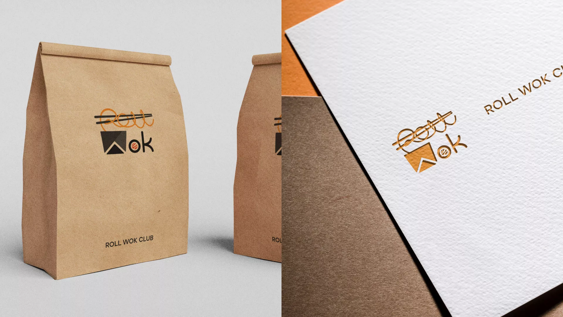 Разработка логотипа суши-бара «Roll Wok Club» в Сланцах