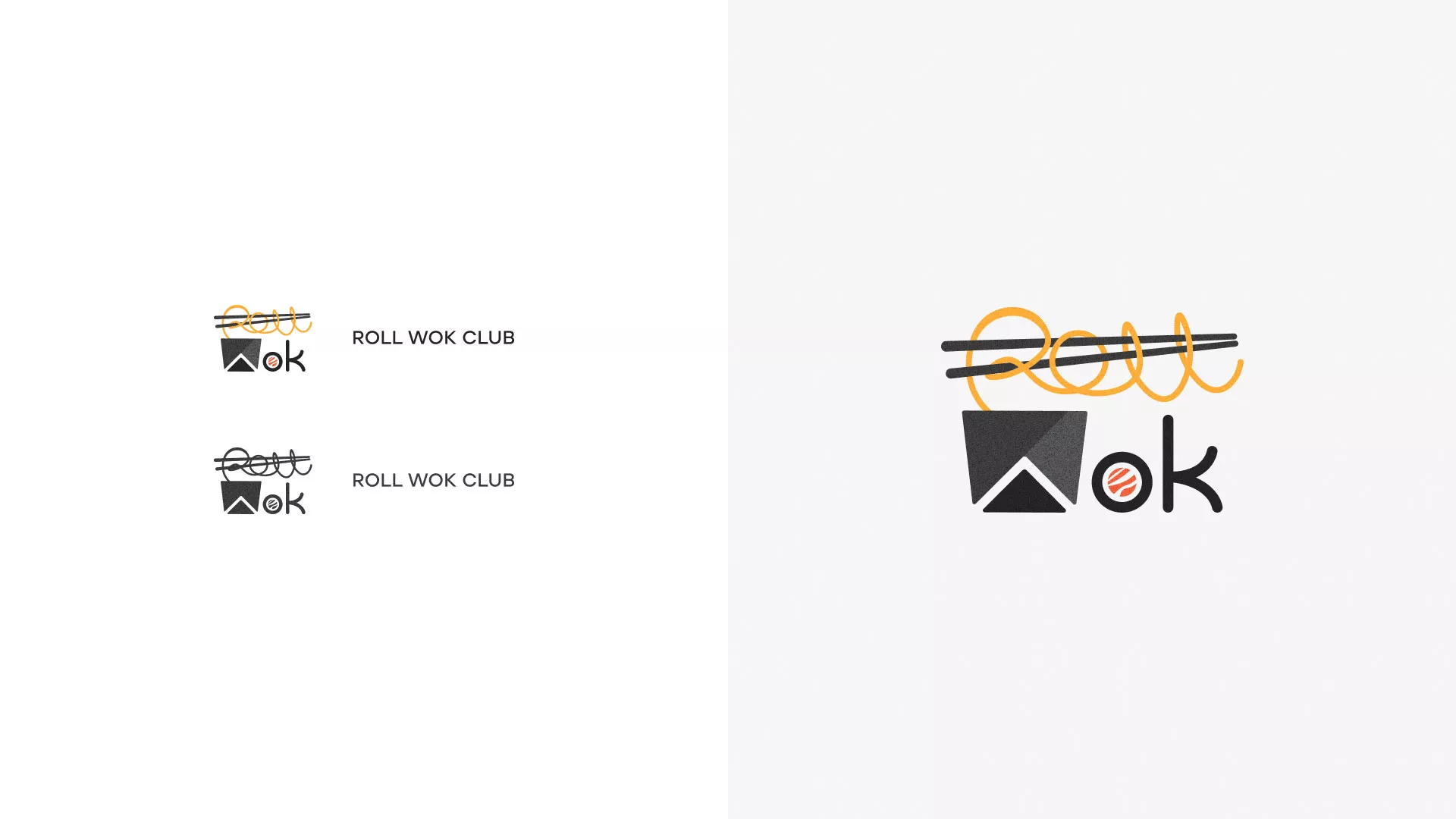 Разработка логотипа суши-бара «Roll Wok Club» в Сланцах