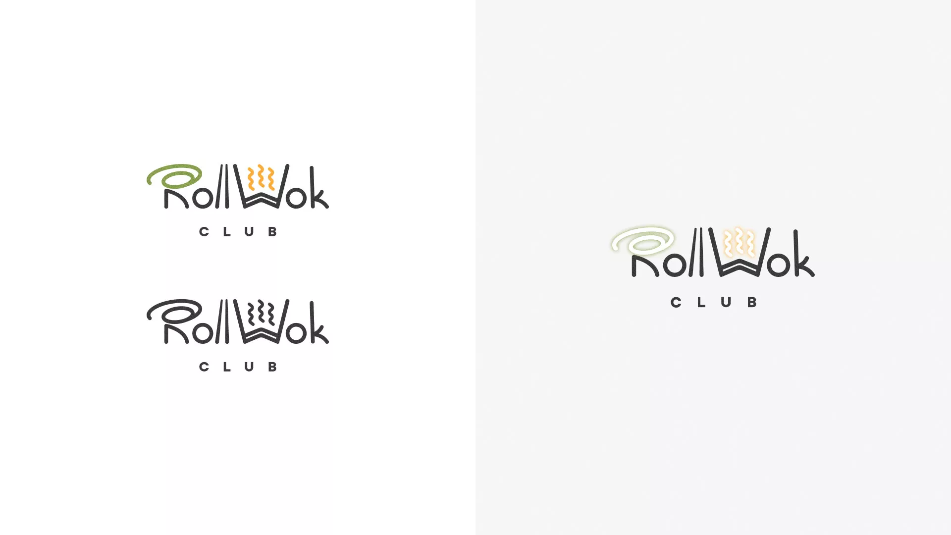 Разработка логотипа и фирменного стиля суши-бара «Roll Wok Club» в Сланцах