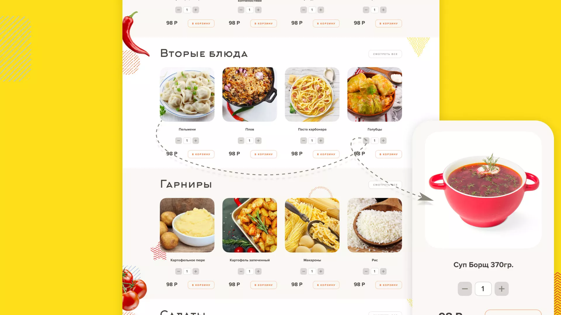 Разработка сайта кафе-столовой «Суп-Мясо-Салат» в Сланцах